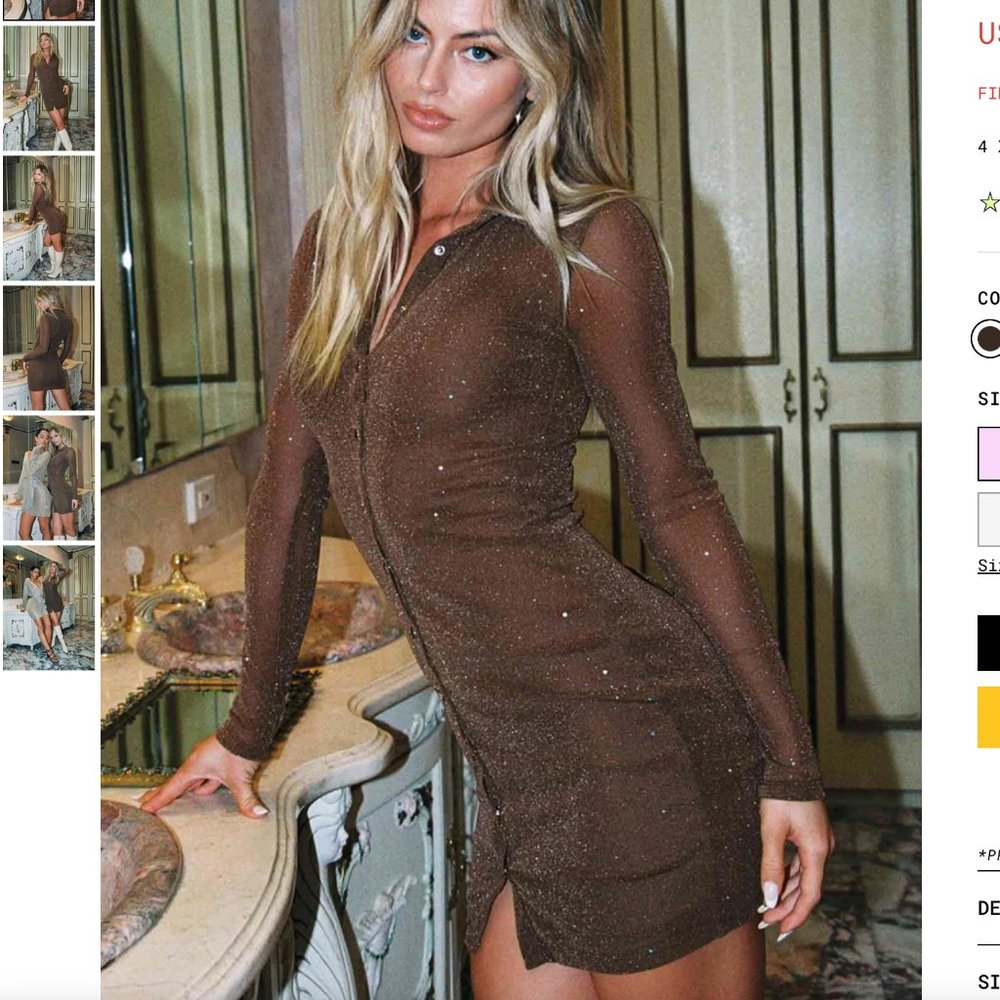 Princess Polly Friday Fever Mini Dress in Brown Size 4